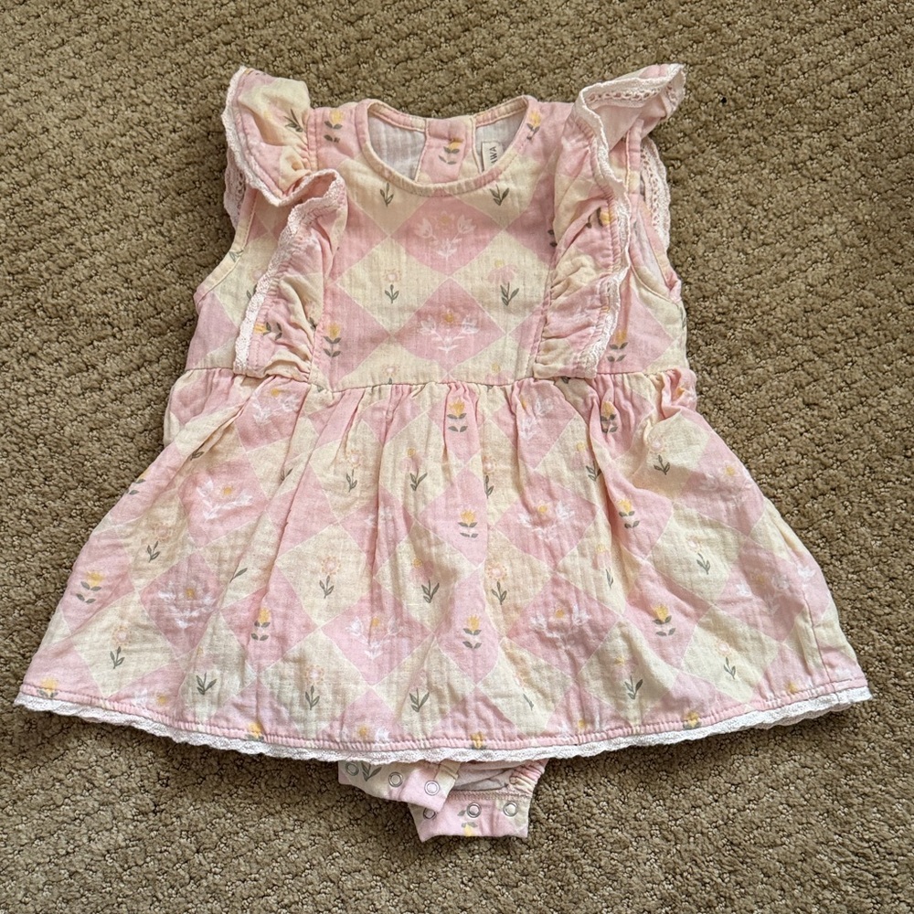 Wild Wawa pink and cream romper dress